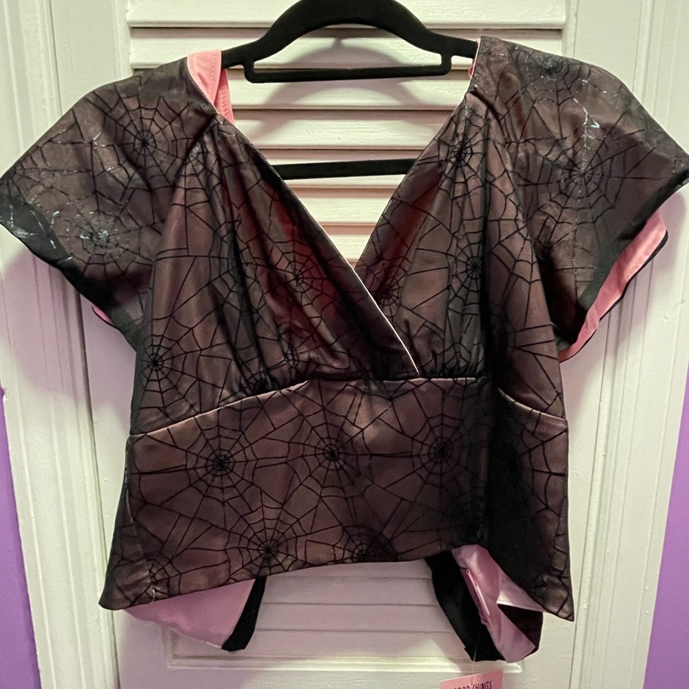 VIXEN by Micheline Pitt size large spiderweb babydoll top NWT